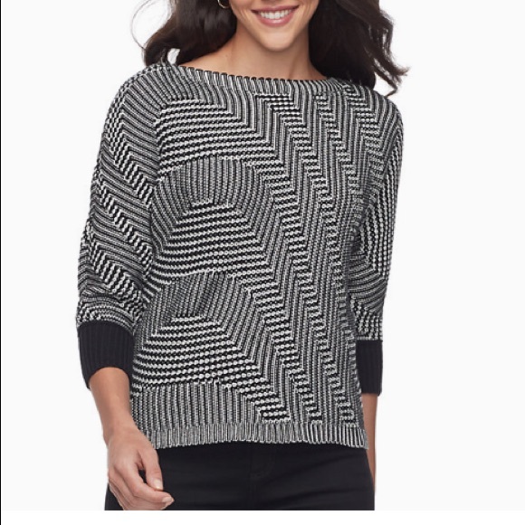 Dana Buchman Sweaters - Large Dana Buchman sweater 3/4 sleeve black &white